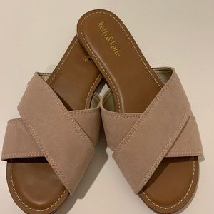 Pink Suede Flat Sandal - Size 7.5
